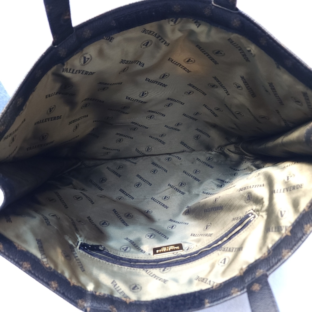 Valleverde Brown And Tan All Over Logo Tote Bag - Picture 5 of 8
